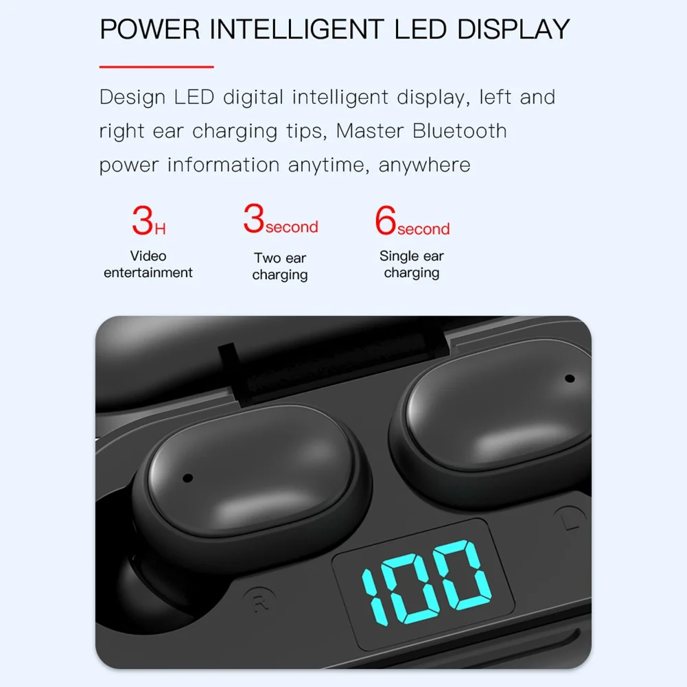 H6 Wireless Headphones Bluetooth 5 0 Earphone TWS HIFI Mini In ear Sports Running Headset Support iOS Android Phones