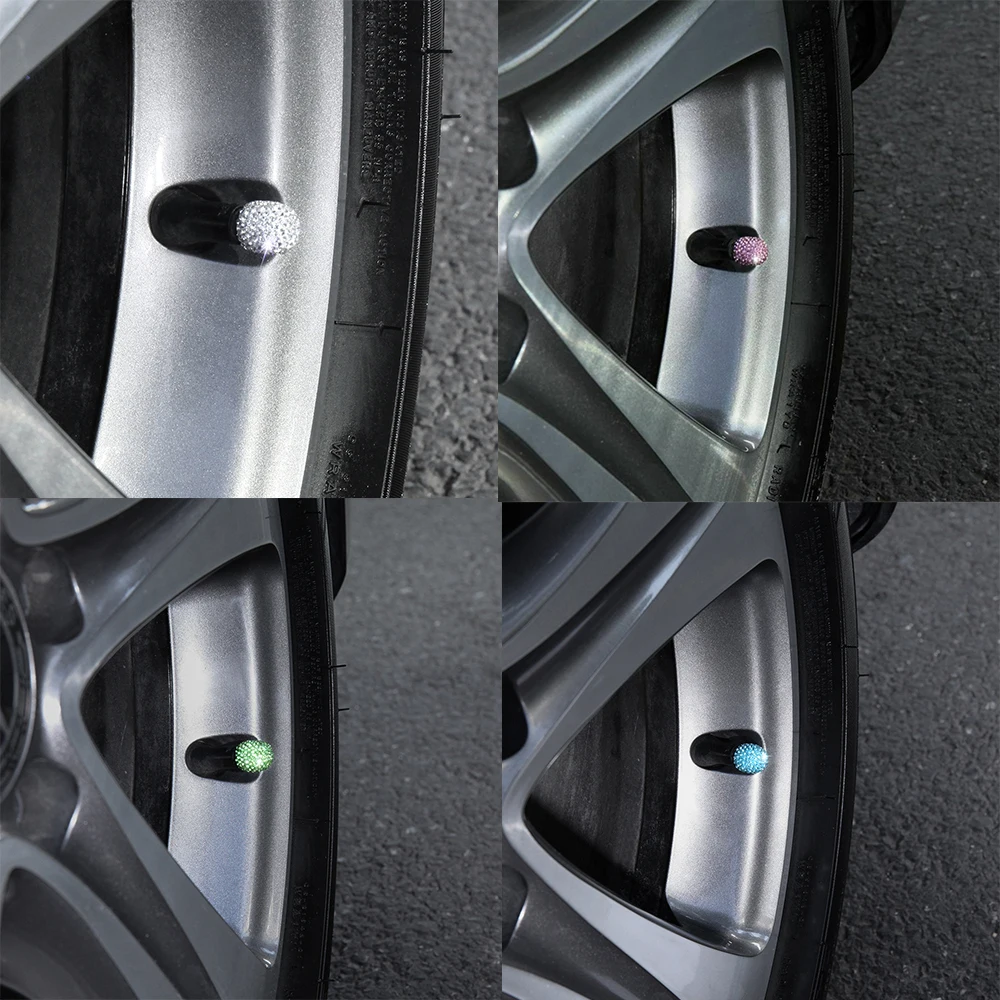 4pcs/set Multi-colors Auto Car Tire Hat Cap Air Sealing crystal Diamond Universal Valve Core