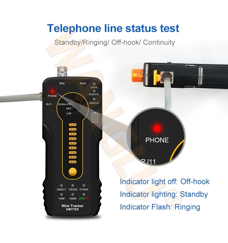 Factory Price Telephone Line CCTV Accessory Cat 6 LAN Cable Tracker Wire Continuity Tester CT-66