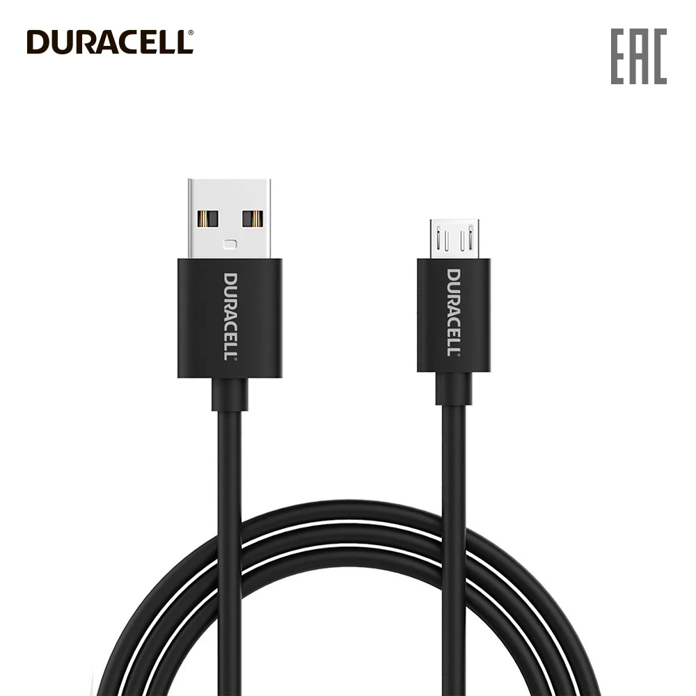 Кабель microUSB Duracell, 1м, TPU, Fast charging, черный, USB5013A-RU