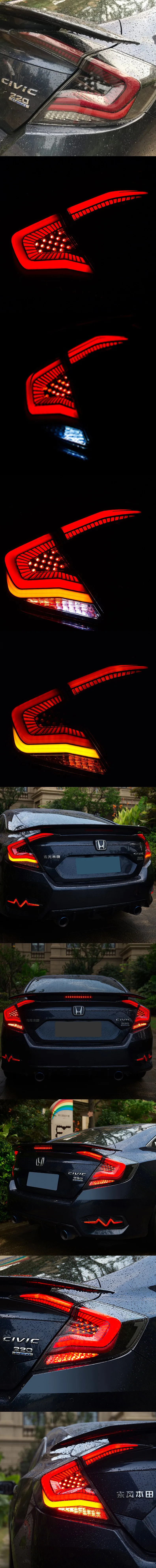 Светодиодный задний фонарь для honda civic 10th sedan Автомобильный светодиодный сигнальный фонарь Taillamp стоп-сигнал адаптивный спойлер