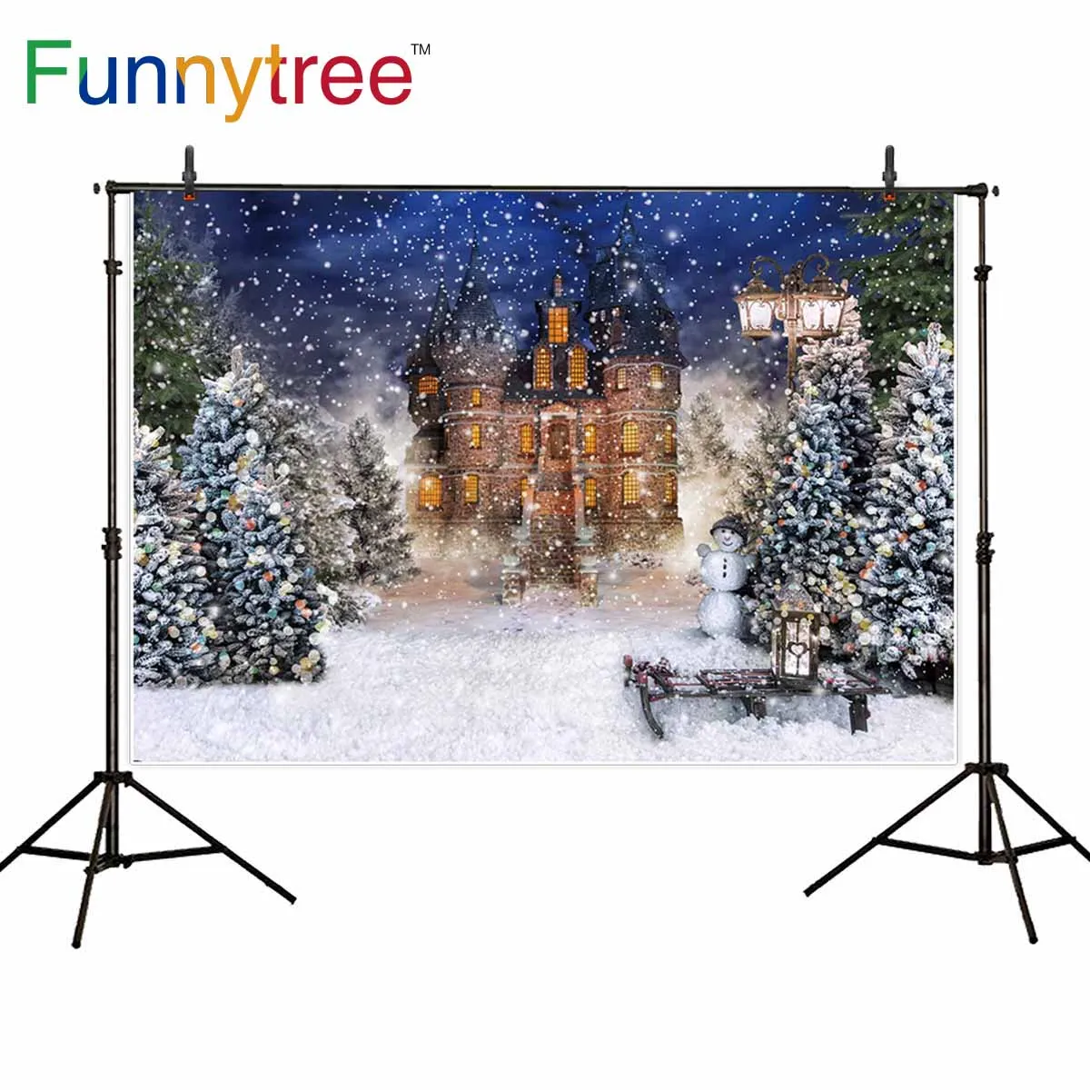 Funnytree фон для фотостудии замок Снежная сцена светильник Рождественский зимние