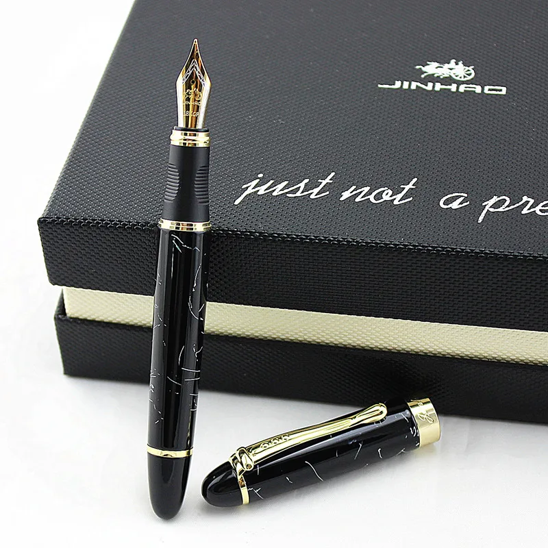 Jinhao X450 Роскошная перьевая ручка с мраморным узором с золотым перьевым наконечником(кораллово-красный)+ металлическая ручка с чернилами