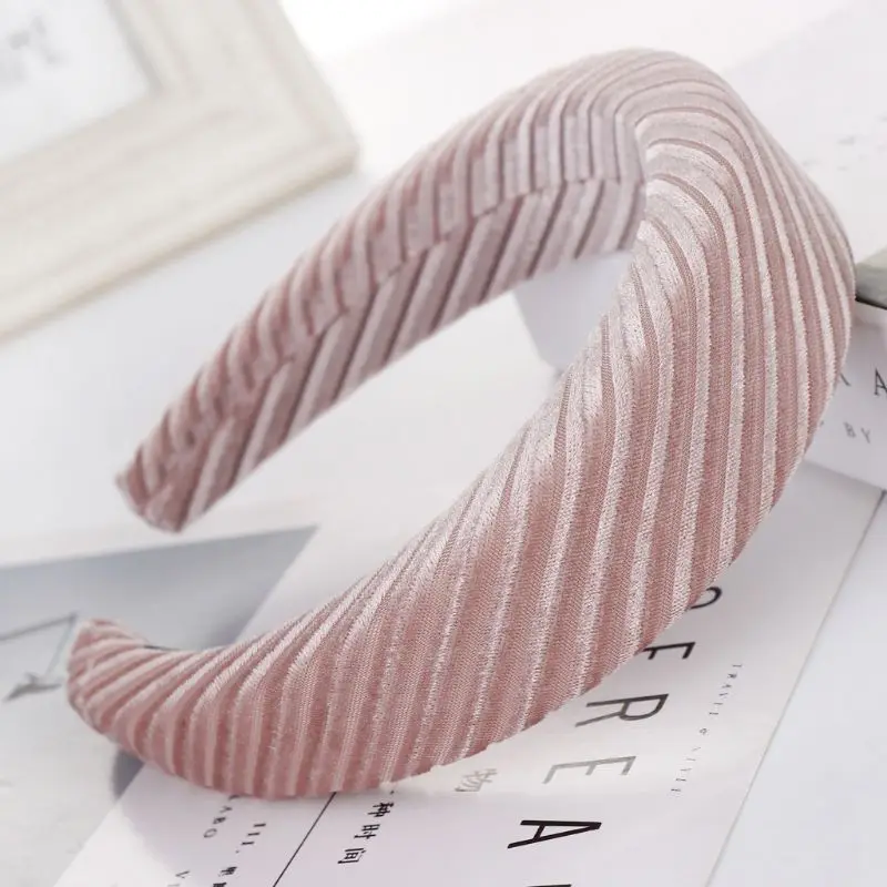 Широкий бархатный головной убор тюрбан толстый губчатый однотонный цвет для женщин и девушек на каждый день