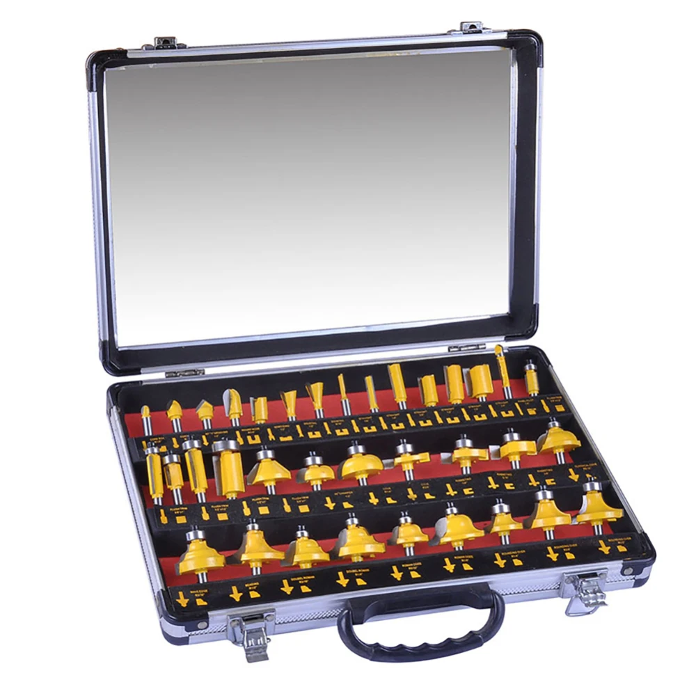 

35 Pcs 1/4 Inch Router Bits With Carry Case Alloy Shank Router Bit Set Woodworking Milling Cutter Tools Milling Cutter Set Trimm