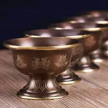Чистая медь, святая чашка для воды, восемь чашек для воды, чашка для Будды, индийская ретро золотая чаша для подачи воды