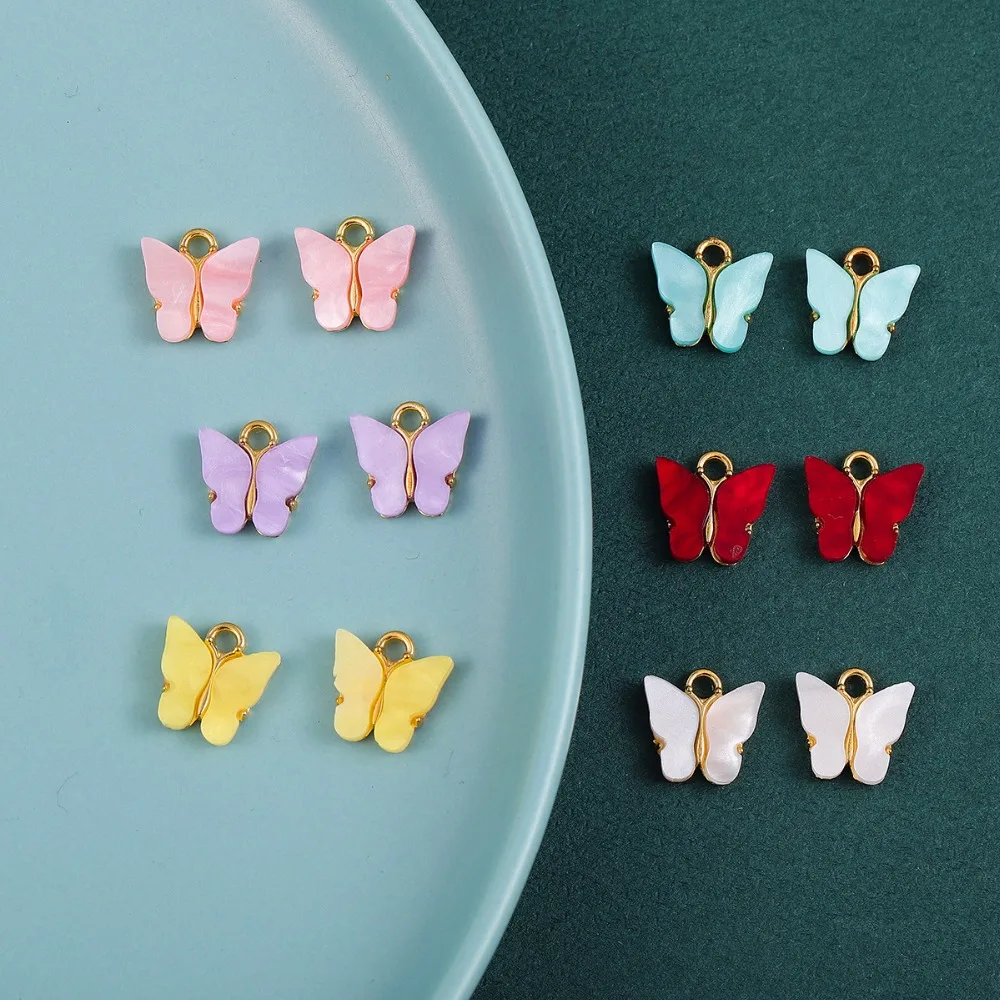 4-10Pcs Multicolor Acryl Schmetterling Anhänger Charm Set für Schmuck, Die DIY Ohrringe Halsketten Armbänder Handgemachte Accessoires – Detail 1