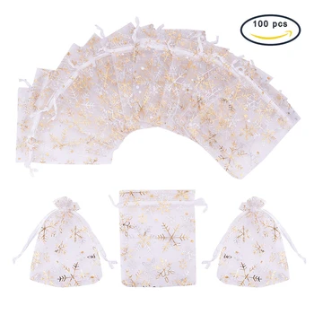 

100pcs Christmas Drawstring Gift Bag Pouches Party Wedding Favor Seashell Chocolates Gift Bags for Women Valentine's Day