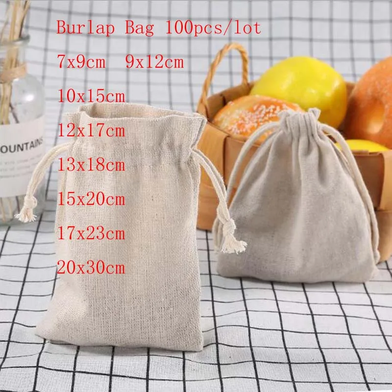 Джутовая сумка для ювелирных изделий 100 шт./лот 9x12 13x18 15x20 см | Украшения и