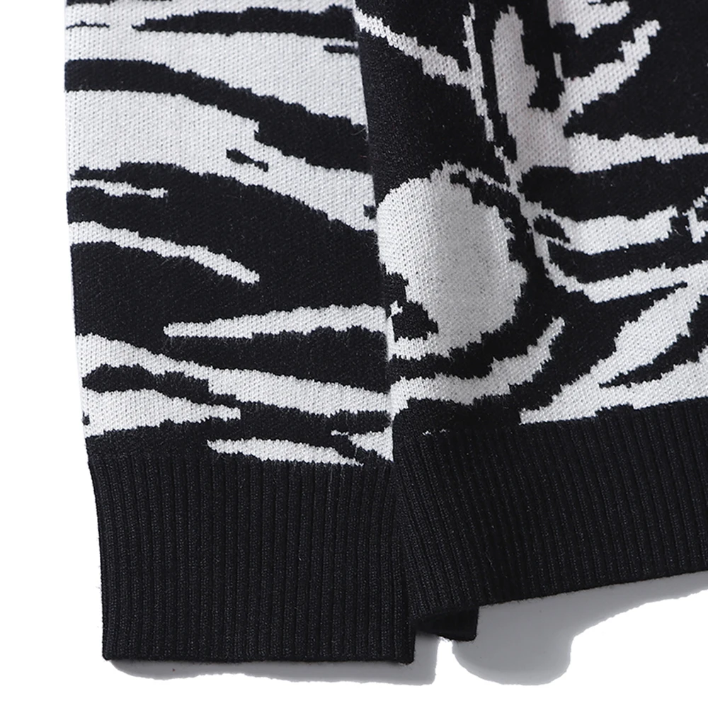 DUYOU осенний мужской свитер модный тренд удобный контрастный цвет зебра узор Повседневный свитер Топ Мужская одежда мужской свитер