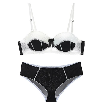 

Lace Bras Briefs Set For Women A B 1/2 Cup Lingerie Set Push Up Brassiere Underwire Elegant Bralette Soft Panties Underwear
