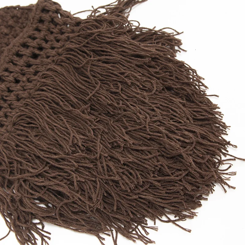 Season Male Ma'am Knitting Hat Halloween Party Funny Pure Manual Wool Mustache Wig Hats