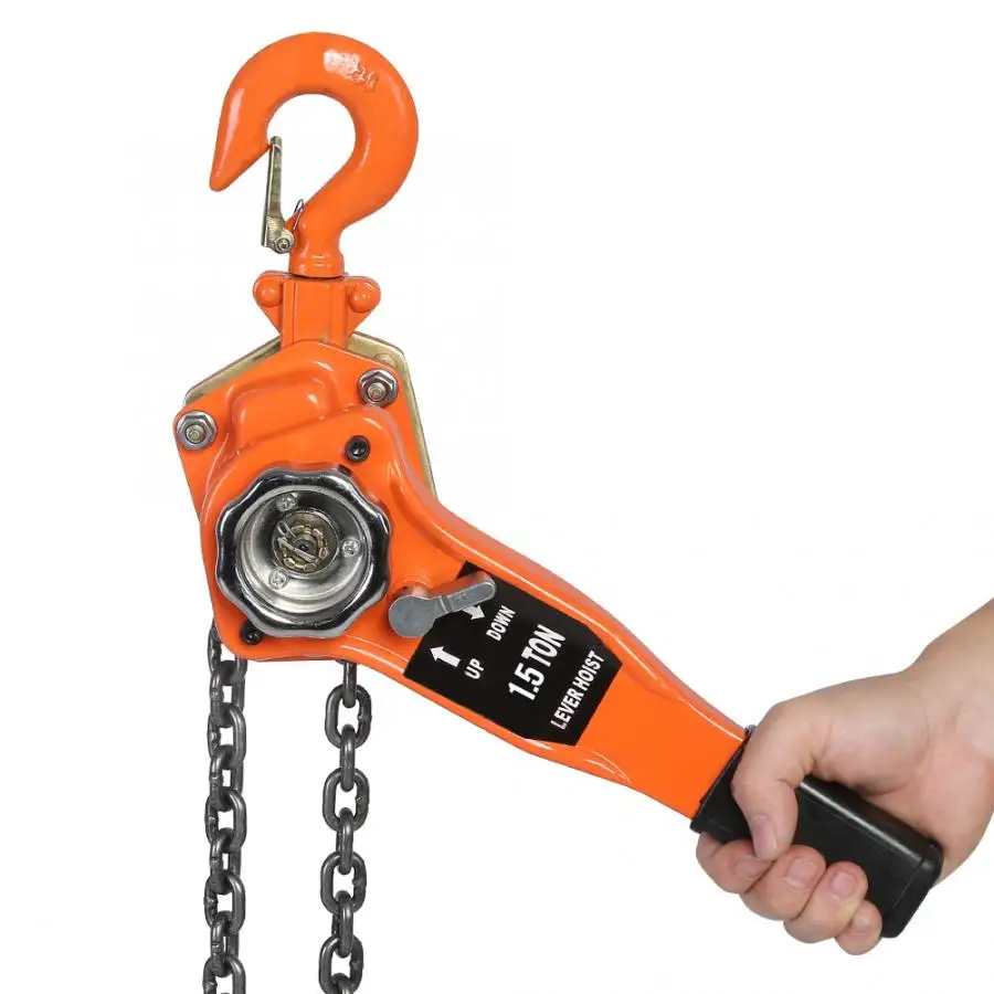  1 Set Alloy Steel 1.5Ton 10ft Lever Chain Hoist Ratchet Puller Lifting Equipment Lever Chain Puller