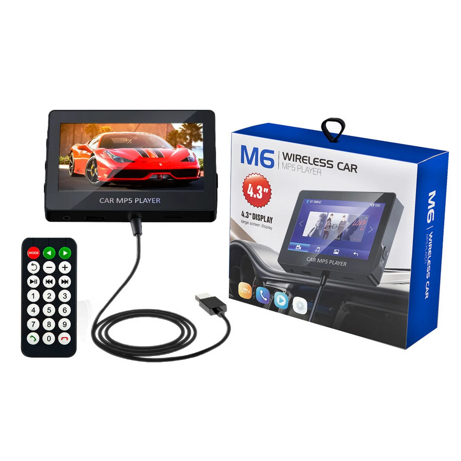

4.3'' Car Multimedia Player Bluetooth FM Transmitter Kit Wireles Handsfree AUX USB Charging MP5 Player Universal Auto Multimedia