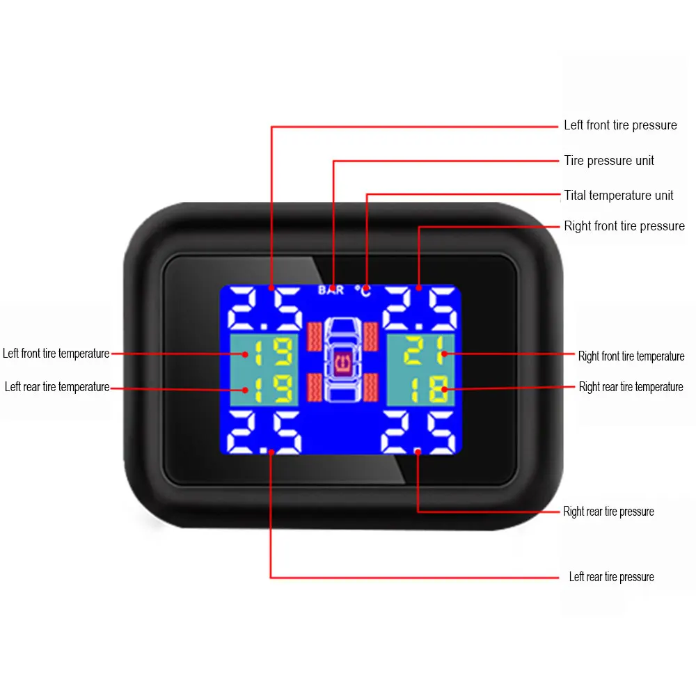 Vehemo ЖК-дисплей прикуриватель для Tmps шин давление мониторы Системы TPMS шин детектор манометр цифровой автомобильный