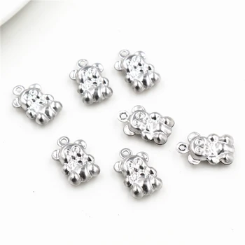 

30pc/lot 13x8mm Bear Charms 316 Stainless Steel Bear Cute for necklace pendant charms diy jewelry making-Q3-23