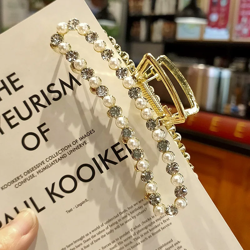 Pearl Hairpin Rhinestone European And American Grab Clip Simple Fashion Hair Accessories