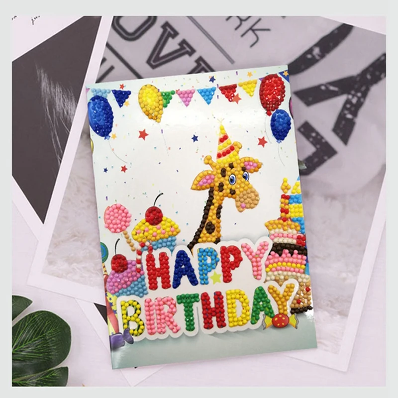 

5D Diy Diamond Painting Birthday Card Full 7D Greeting Card Diy Painting Set Diamond Painting Birthday Card 6-Piece Set