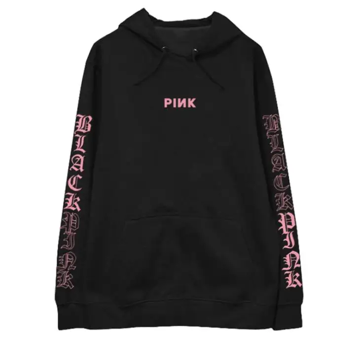 thin Новое поступление kpop Черный Розовый/Розовый пуловер с рисунком толстовки унисекс осень зима флис/тонкие свободные толстовки - Цвет: thin