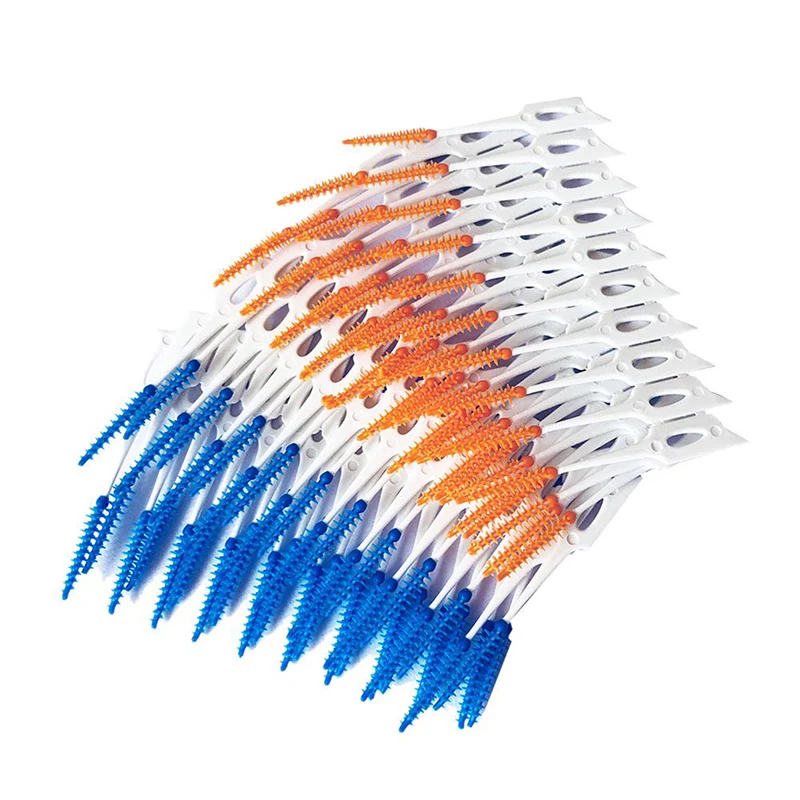 Hot Sale Soft Plastic Dental Flosser Pick Tooth Clean Tool Massage Gums Brush Massage Toothpick Toothbrush Floss 80Pcs