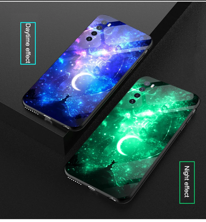 Huawei dustproof case Luminous Glass Glow Case For Huawei Nova 5 5i Pro 5T 5Z Luxury Shine Starry Sky Silicone Back Cover For Nova 6 SE 7I 7 Pro waterproof case for huawei