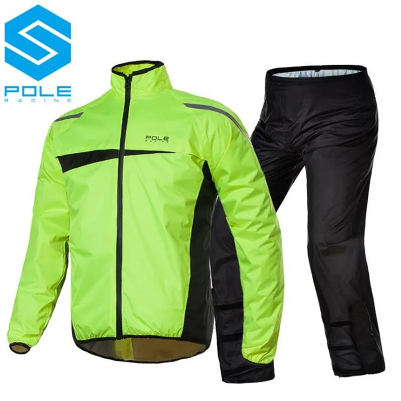 POLE Waterproof Motorcycle Rain Suit Raincoat+Rain Pants Poncho