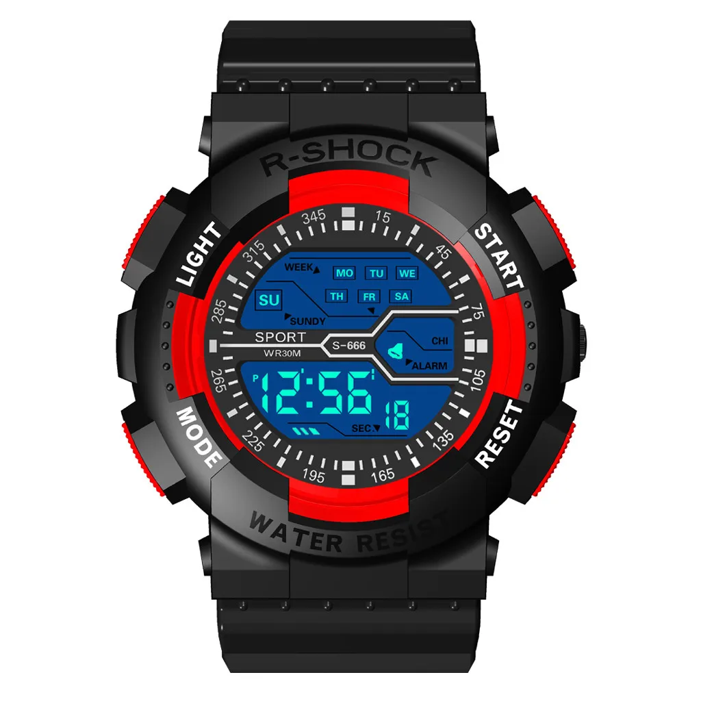Цифровые мужские часы семь цветов красочные светящиеся многофункциональные спортивные модные электронные часы для мужчин - Цвет: C