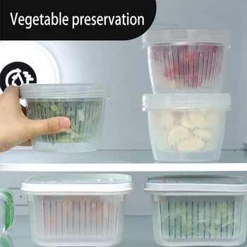 

Creative Square Drain Sealed Box For Ginger Garlic Onion Refrigerator Food Crisper Debris Fridge Box Tray Kitchen Organizer