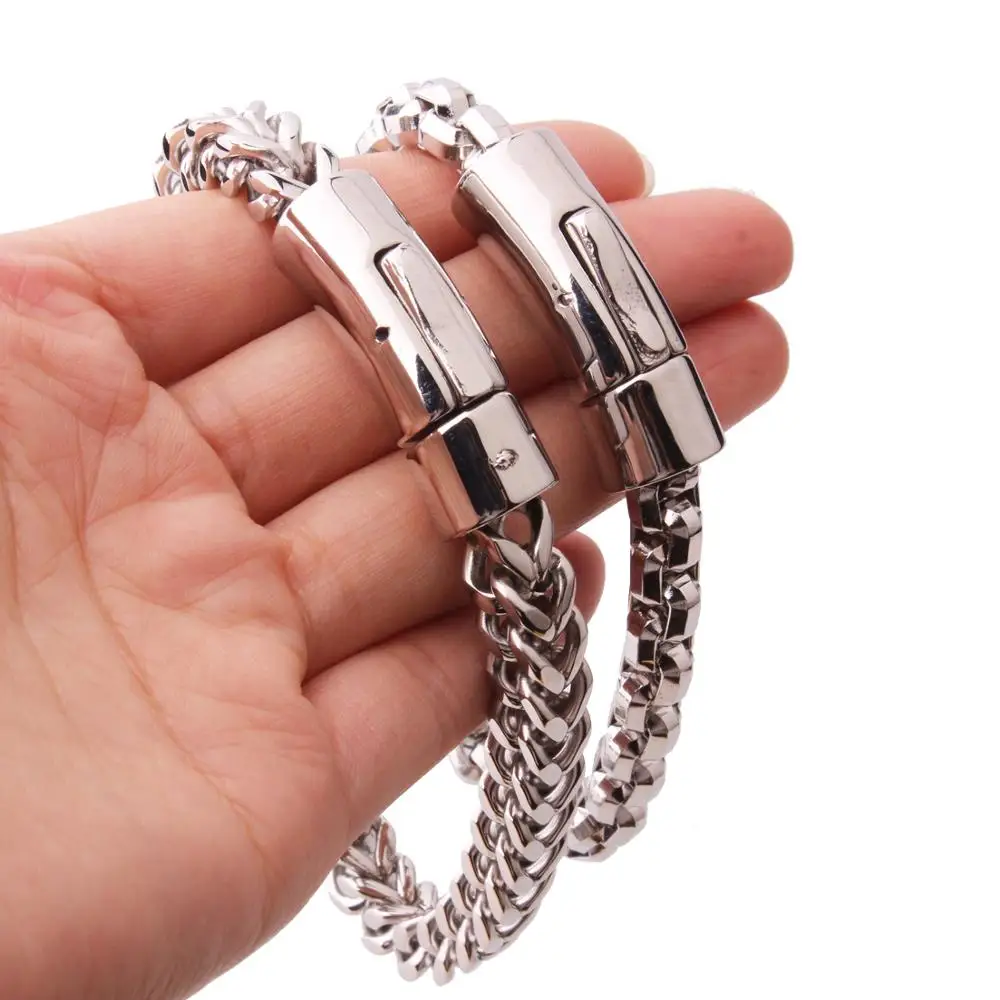 Модные новые высококачественные серебряные ювелирные изделия из нержавеющей стали Фигаро цепи браслет мужские 8,8" 8 мм
