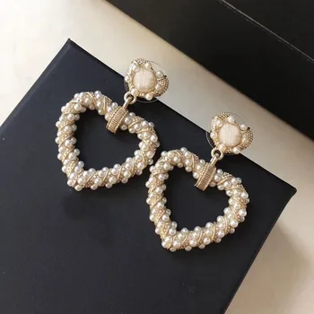 

2020 love sweet elegant heart cute pearl earrings jewelry fashion statement