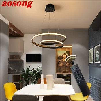 

AOSONG Pendant Light Fixtures LED with Remote Control Dimmable Modern Home Decorative For Dining Room Restaurant