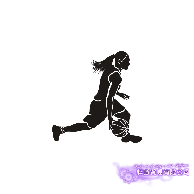 DCTAL Women Basketball Player Sticker Sports Car Decal Posters Vinyl Wall Decals Pegatina Decor Mural Basketball Sticker