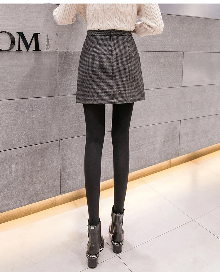 Корейская уличная необычная короткая Мини Женская юбка осень зима Хаундстут шерстяные юбки женские большие размеры faldas mujer