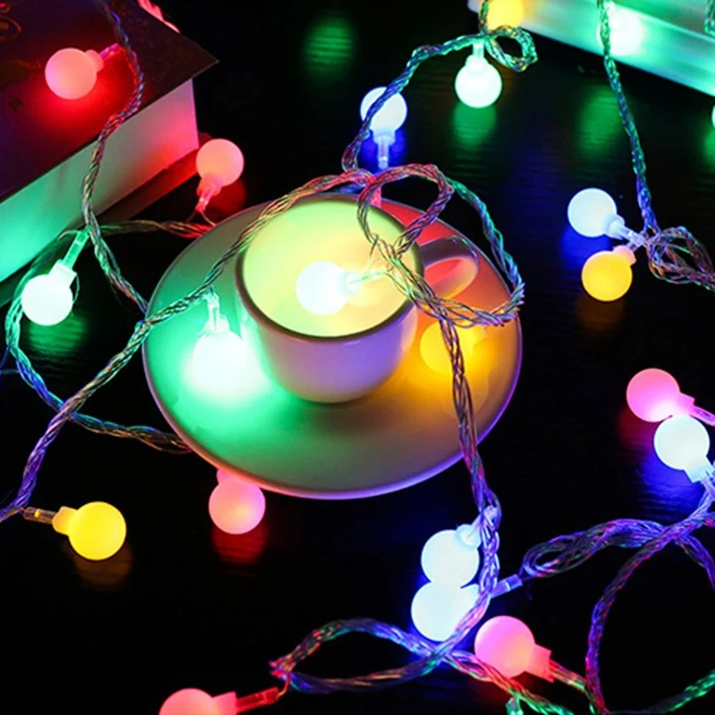 

Small Ball LED String Lights 12M 100LED Christmas Fairy Light Holiday Lighting Indoor Decoration Battery Powere EU Plug