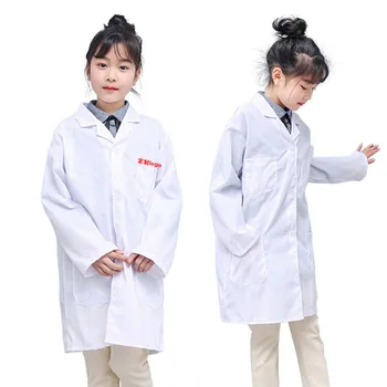 

2019 Children White Lab Coat Medical Laboratory Kids Boys Girls Warehouse Doctor Work Wear Hospital Technician Uniform Clothes