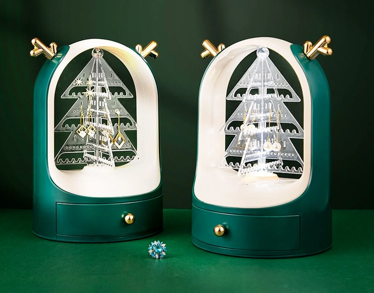 Antler Light Luxury Jewelry Storage Box Necklace Ring Earring Multilayer Rotatable Rack makeup storage | Дом и сад
