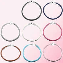 925 пробы, серебряный, классический, многоцветный, двойная петля, кожаный канат, женские очаровательные, оригинальные ювелирные изделия