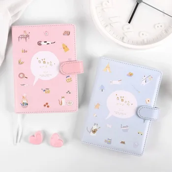 

A Cat's Diary Cute Cartoon PU Leather Journal Book 114 Sheets 130mm*180mm Free Shipping