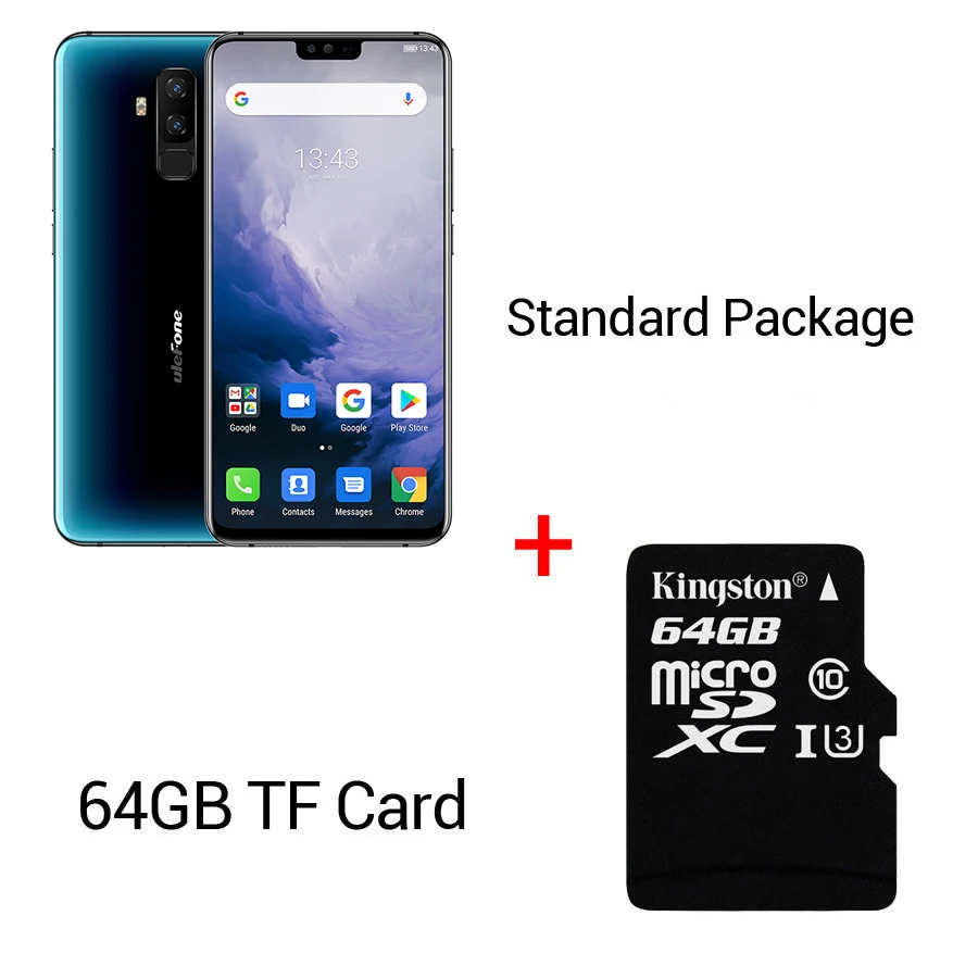 Ulefone T2 6,7 ''FHD+ Helio P70 6 ГБ 128 ГБ смартфон двойной 4G отпечаток пальца Лицо ID NFC Android 9,0 мобильный телефон 4200 мАч - Цвет: Blue N 64GB Card