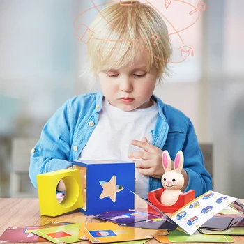 

Kids Wood Toy Wooden Puzzle Boxes with Secret Bunny Boo Hide and Seek Magic Game Brain Teaser Toys Gifts