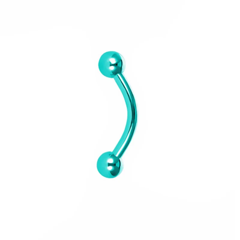Ball-green color 1 шт., красочное кольцо для бровей из нержавеющей стали, унисекс, 16 г, изогнутая бровь в форме штанги, пирсинг в стиле панк для женщин и мужчин, ювелирные изделия для тела, пирсинг - Окраска металла: Ball-green color