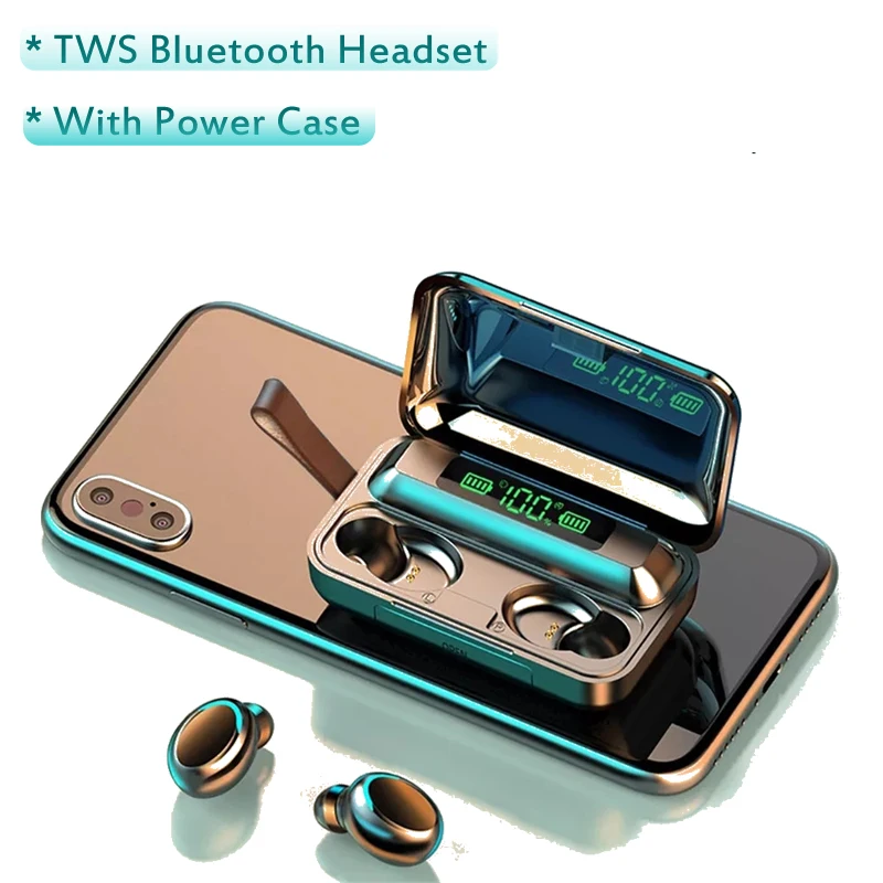 Беспроводные наушники TWS Bluetooth 5 0 2200 мАч зарядная коробка с микрофоном спортивные