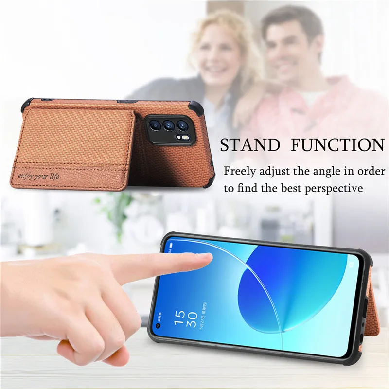 phone carrying case RFID Blocking Leather Card Magnetic Case for OPPO Reno 6 Pro Plus 5G Back Cover Reno 5 Lite 5F 5Z A74 A 54 94 Realme C25s Case neck pouch for phone