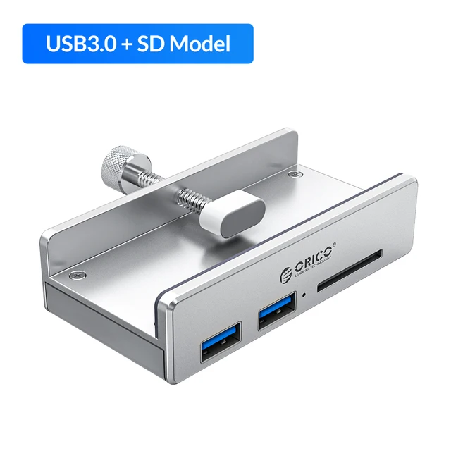 ORICO Clip-type USB 3.0 HUB Aluminum External Multi 4 Ports USB Splitter Adapter for Desktop Laptop Computer Accessories(MH4PU) USB 3.0SD Silver