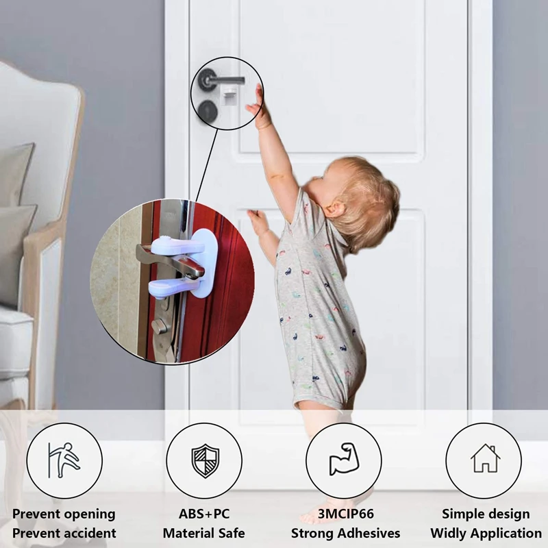 TUSUNNY 1PC Door Lever Lock,Baby Proofing Door handle Lock,Childproofing Door Knob Lock Easy to Install child protection lock