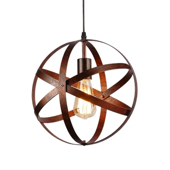 

Industrial Vintage Globe Pendant Light Fixture,Metal Spherical Changeable Hanging Ceiling Light Chandelier Fixture for Kitchen I