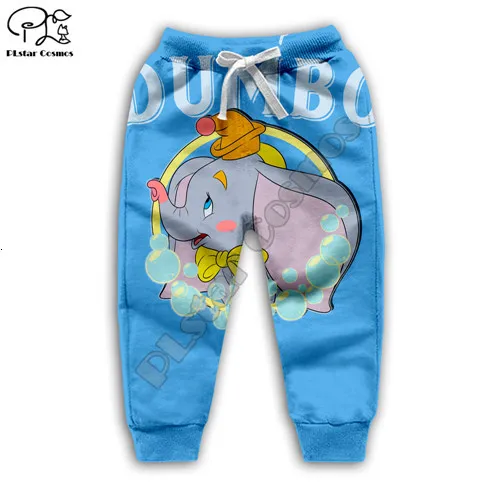 Chlid Kids Dumbo/толстовки с капюшоном с 3d принтом из мультфильма; осенние толстовки с длинными рукавами; рубашки на молнии для маленьких девочек; Штаны для мальчика - Цвет: kids pants