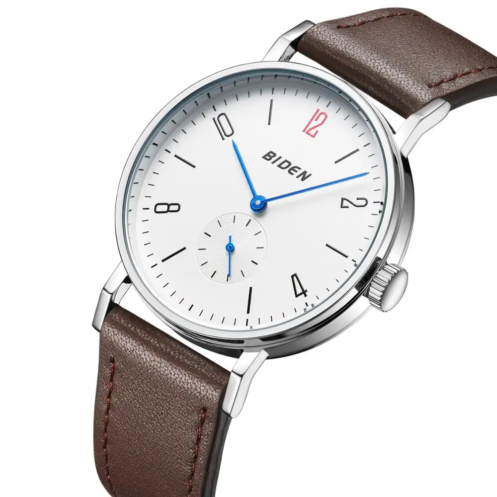 

BIDEN Fashion Business Mens Quartz Watch Unisex Waterproof Leather Strap Top Brand Simple Dress Clock Orologio Uomo Reloj Hombre