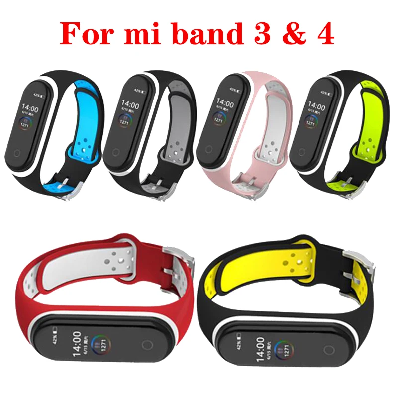 

Double color Sport Mi Band 3 4 Strap wrist for Xiaomi mi band 3 sport Silicone Bracelet for Mi band 4 3 smart watch bracelet