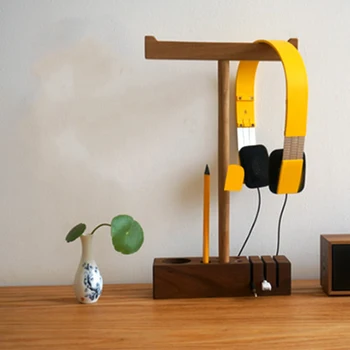 

Disassembly Wooden Double Sides Headset Stand Table Storage Rack Cable Manager Earphone Holder Bracket For Home Office